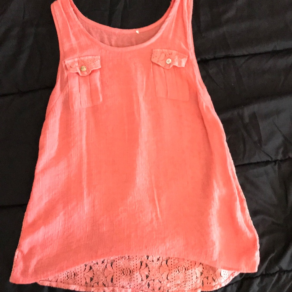 Coral color cute tank top